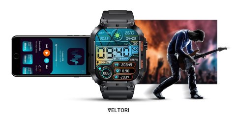 VELTORI Smartwatch VELTORI VT200-1 Czarny Pasek Silikonowy