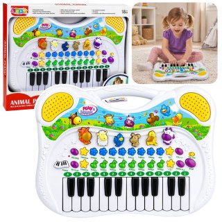 Interaktywne Pianinko Edukacyjne Dla Dzieci Dźwięki Zwierzątek Melodie LEAN TOYS