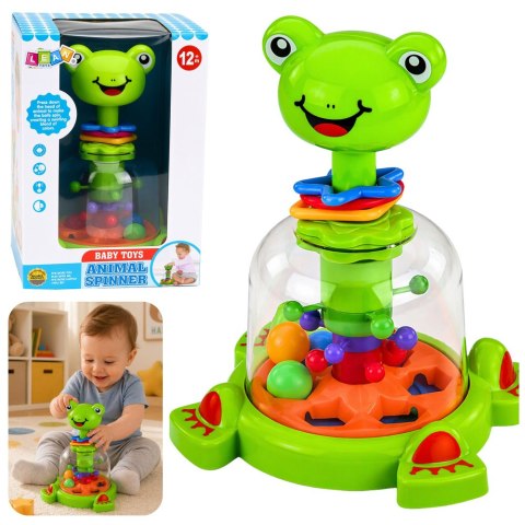 Interaktywny Bączek Spinner Żabka Z Wirującymi Kulkami Dla Niemowląt LEAN TOYS