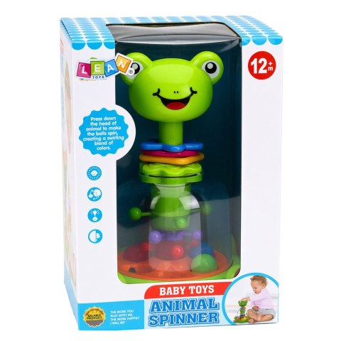 Interaktywny Bączek Spinner Żabka Z Wirującymi Kulkami Dla Niemowląt LEAN TOYS