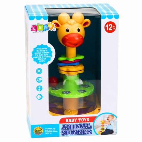 Interaktywny Bączek Spinner Żyrafa Z Wirującymi Kulkami Dla Niemowląt LEAN TOYS