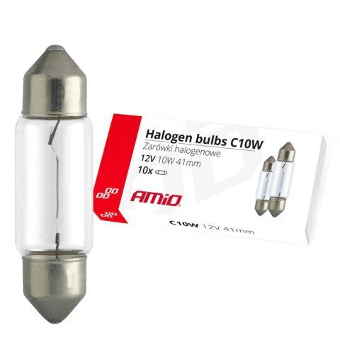 Żarówki halogenowe c10w festoon 41mm 12v 10 szt amio-02557 AMiO