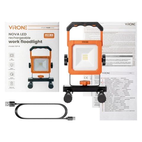 NOVA LED 9W, naświetlacz przenośny z akumulatorem, 700lm, IP54, 4000K, 1800mAh Orno