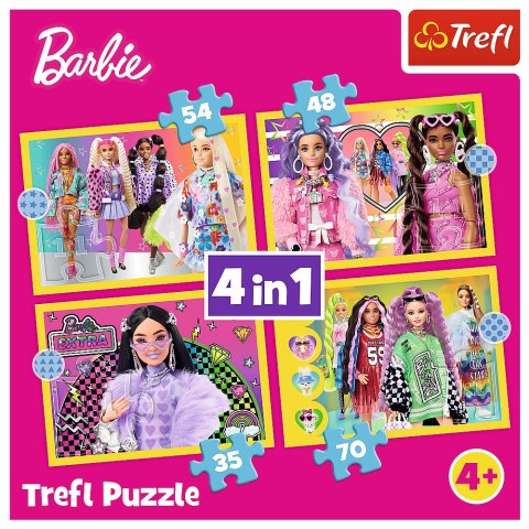 Puzzle - 4w1 (35, 48, 54, 70) - Wesoły świat Barbie - Trefl 34626 TREFL PUZZLE
