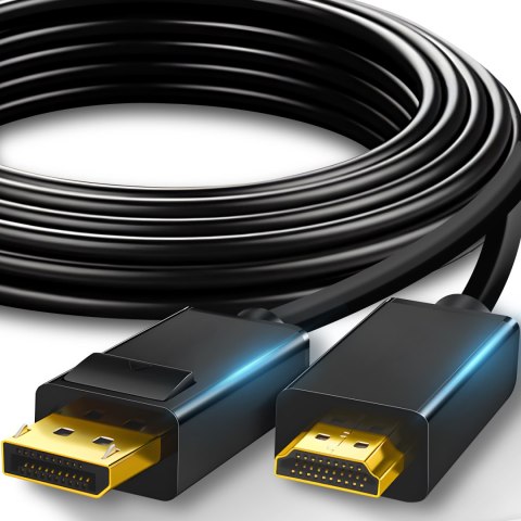 Kabel przejściówka hdmi displayport adapter 2.0 pozłacany 1,8 m 4k/60hz RTO