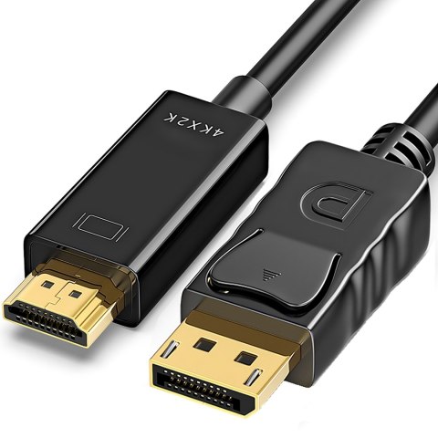 Kabel przejściówka hdmi displayport adapter 2.0 pozłacany 1,8 m 4k/60hz RTO