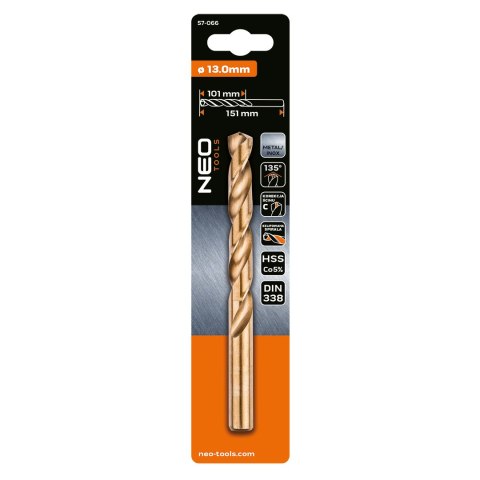 Wiertło do metalu HSS-Co, 13.0 mm NEO TOOLS