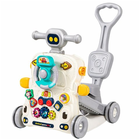 Interaktywny Edukacyjny Rowerek Chodzik Pchacz Stolik Hulajnoga 5w1 Szary LEAN TOYS