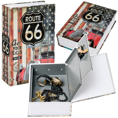 Książka Sejf Na Klucz Mała Kasetka Skrytka Na Pieniądze Route 66 LEAN TOYS