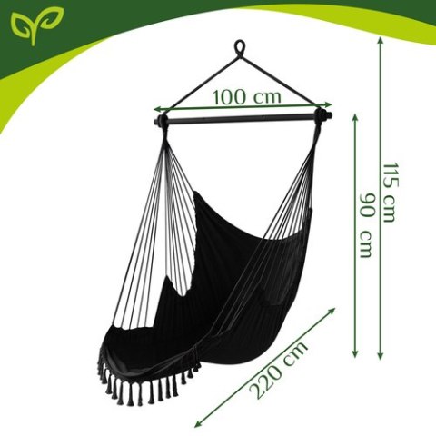 Huśtawka - fotel wiszący 210cm czarny Gardlov GARDLOV
