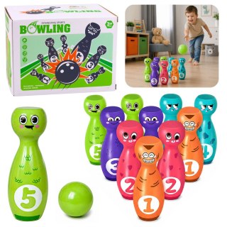 Kręgle Z Buźkami Edukacyjne Dla Dzieci Gra Zręcznościowa Sportowa 10 szt. LEAN TOYS