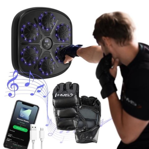TB03 ELEKTRONICZNA TARCZA BOKSERSKA BLUETOOTH Z MUZYKĄ I RĘKAWICAMI HMS