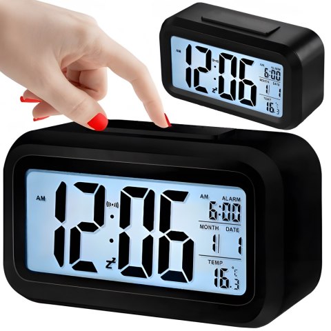Budzik zegar led termometr podświetlenie 12/24h RTO