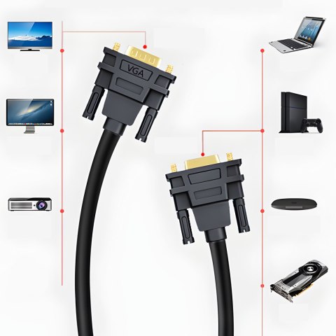 Kabel przewód dvi-i do vga d-sub dvi 24+5 dual link do monitora 140cm RTO