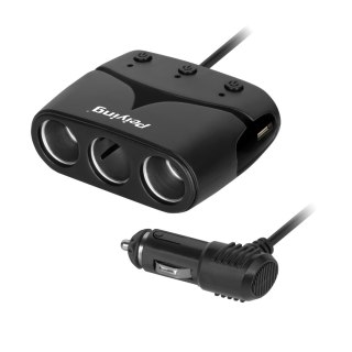 Rozdzielacz gniazda zapalniczki x3 z gniazdem master i USB 3100 mA Peiying