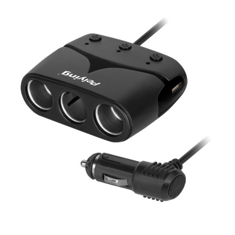 Rozdzielacz gniazda zapalniczki x3 z gniazdem master i USB 3100 mA Peiying