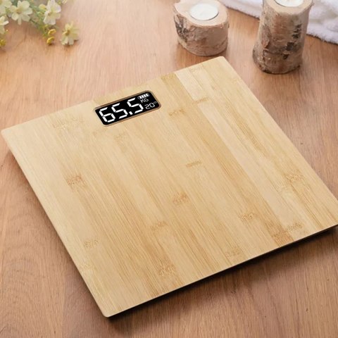 Waga łazienkowa elektroniczna bambusowa wyświetlacz antypoślizgowa 180 kg - e730 RTO