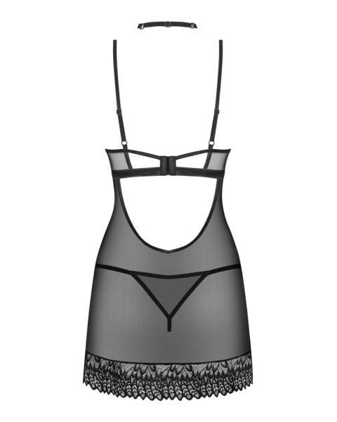 Donarella czarny komplet koszulka stringi choker Obsessive M/L