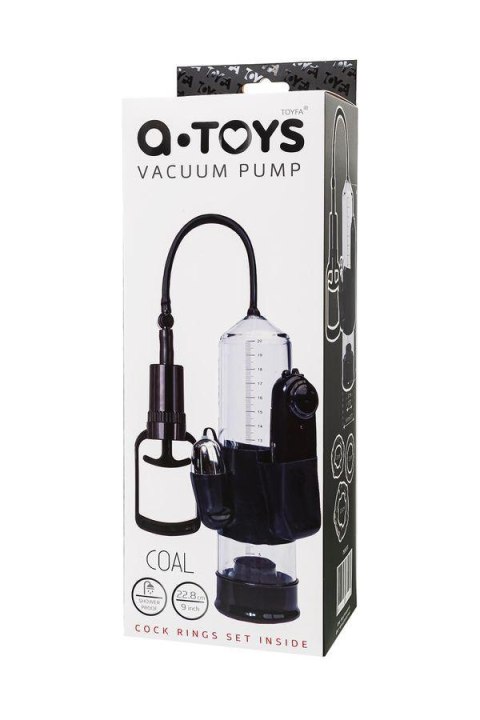 Pompka do penisa z wibracją A-Toys transparentna czarna 22,8 cm