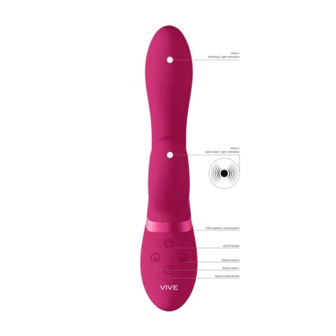 Wibrator króliczek silikonowy Vive Kyra różowy USB 21 cm