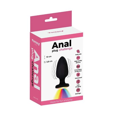 Korek analny wibrujący LED silikonowy Fantasy 10 cm USB z pilotem