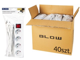 98-535# Przedłużacz sieciowy pr-470wsp 4-gniazda z uziemieniem+wyłącznik 3m biały 3x1,5mm opakowanie Blow