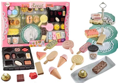 ?Cukiernia Kawiarnia Zestaw Słodycze Figurki Kawa Ciasto 50 ele. LEAN TOYS