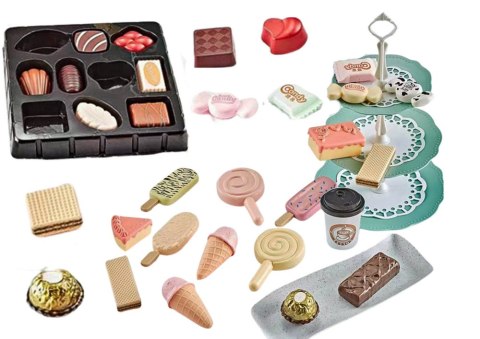 ?Cukiernia Kawiarnia Zestaw Słodycze Figurki Kawa Ciasto 50 ele. LEAN TOYS