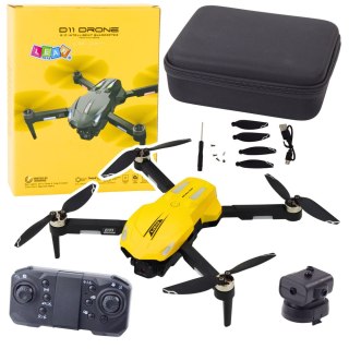 Dron D11 Zdalnie Sterowany Kamera HD WIFI Sterowanie Gestami Pilot Żółty LEAN TOYS