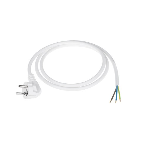 Przewód zasilający 3x1,5mm biały 3m z wtyczką kątową LP