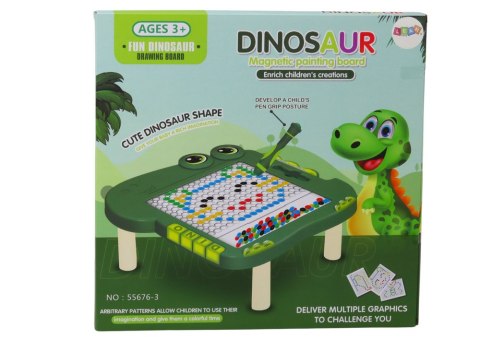 Tablica Magnetyczna Edukacyjna Dinozaur Pad Układanka Zielona Koraliki LEAN TOYS