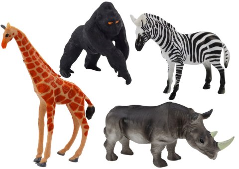 Zestaw Figurek Zwierząt Afrykańskich 4 Sztuki Żyrafa Goryl LEAN TOYS
