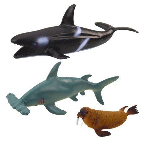 Zestaw Figurek Zwierząt Morskich Rekin Młot Orka Konik Homar Żółw 6szt LEAN TOYS