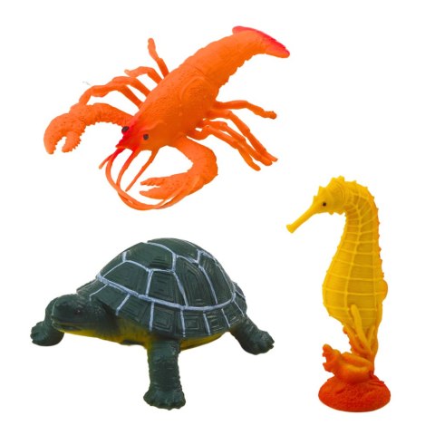 Zestaw Figurek Zwierząt Morskich Rekin Młot Orka Konik Homar Żółw 6szt LEAN TOYS