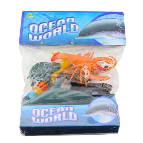 Zestaw Figurek Zwierząt Morskich Rekin Młot Orka Konik Homar Żółw 6szt LEAN TOYS
