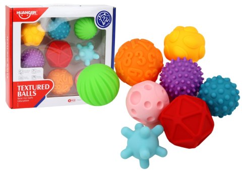 Zestaw Piłeczek Sensorycznych Różne Tekstury 8 Sztuk Kolorowe LEAN TOYS