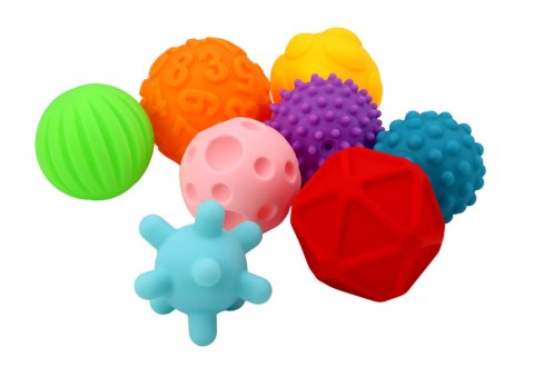 Zestaw Piłeczek Sensorycznych Różne Tekstury 8 Sztuk Kolorowe LEAN TOYS