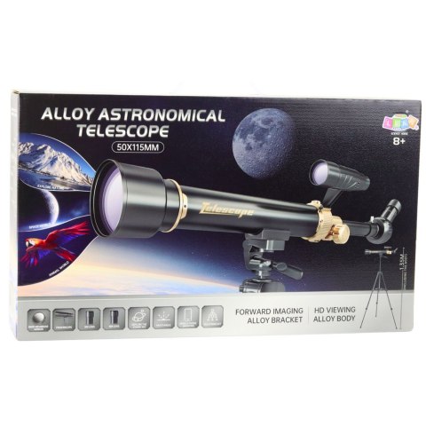 Teleskop Astronomiczny Edukacyjny Aluminiowy Akcesoria Statyw 1.35 M LEAN TOYS