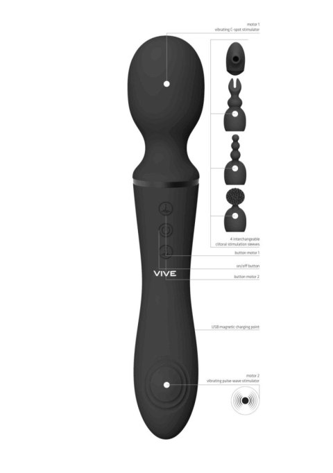 Stymulator łechtaczki Vive Nami czarny silikonowy USB