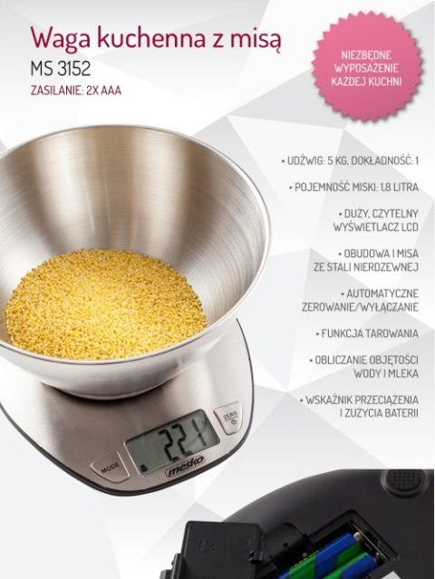 MS 3152 Waga kuchenna z misą 2l MESKO
