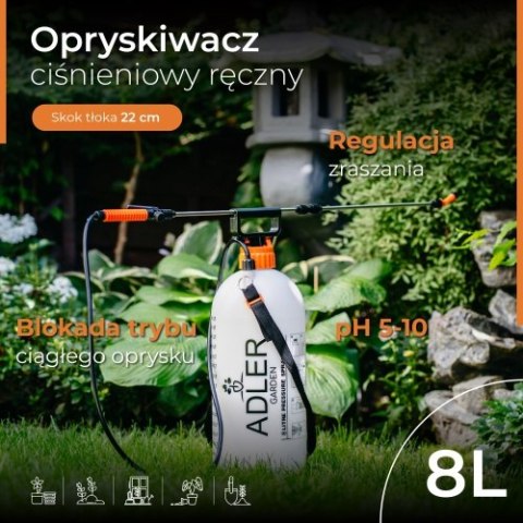 AD 6809 Opryskiwacz ciśnieniowy ręczny | 8l | wąż o długość 125cm ADLER