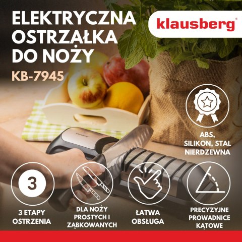 Elektryczna diamentowa ostrzałka do noży, precyzyjne ostrzenie i polerowanie noży kuchennych, klausberg, kb-7945 Klausberg