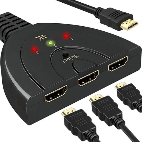 Switch przełącznik hdmi 3w1 full hd 4k rozdzielacz -e385 RTO