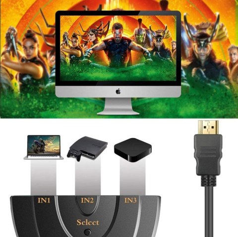 Switch przełącznik hdmi 3w1 full hd 4k rozdzielacz -e385 RTO
