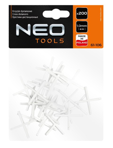 Krzyżyki dystansowe 1 mm, 200 szt. NEO TOOLS