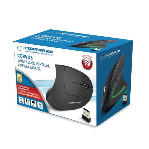 EM133 Esperanza mysz wertykalna bezprz. 2.4ghz 6d opt. usb corvus Esperanza