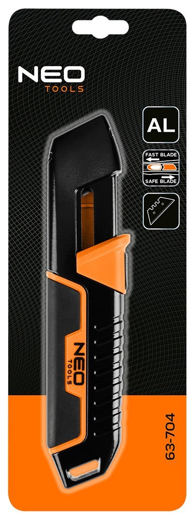 Nóż z ostrzem trapezowym, bezpieczny NEO TOOLS