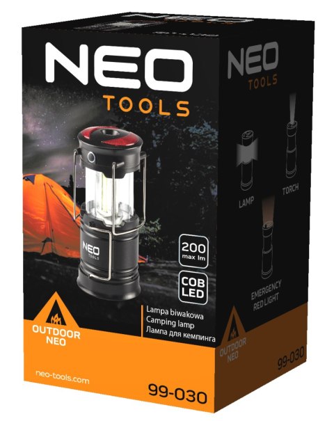 Lampa biwakowa bateryjna 200 lm 3xAA 3 w 1 COB LED NEO TOOLS