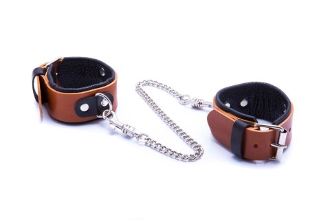 Kajdanki skórzane damskie Whips Collection koniakowe regulowane
