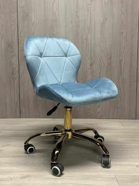 Lugano Krzesło obrotowe VASTO OFFICE VELVET LIGHT BLUE GOLD